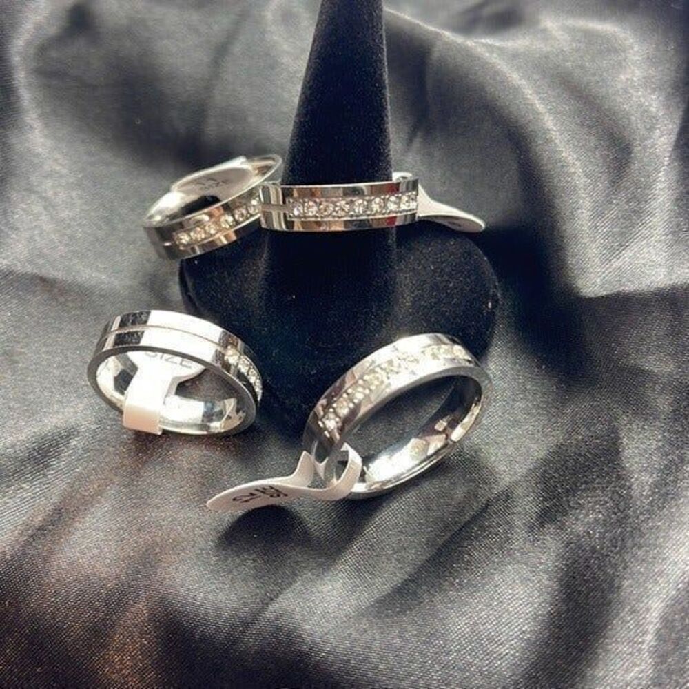 Men Wedding Band Ring Line Groove Style Design and Zirconia on top sizes 9 to 12